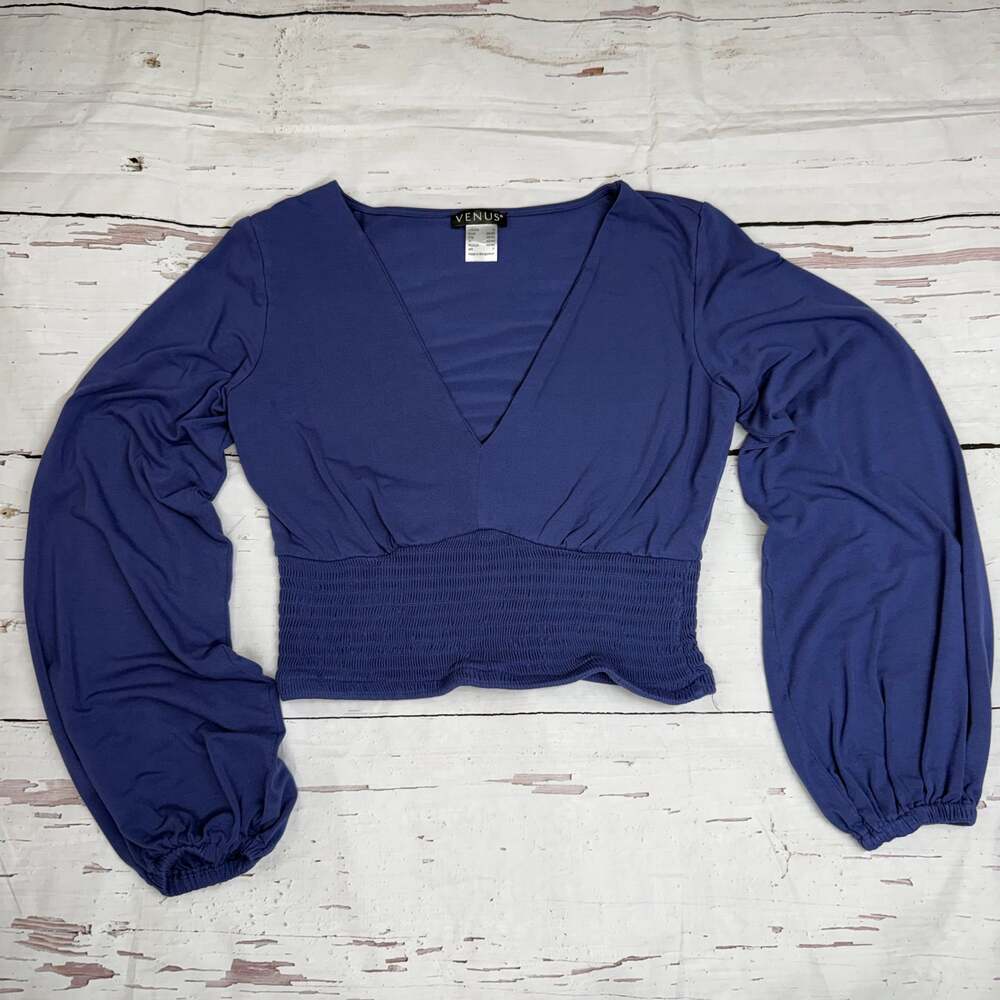 Plunging Smocked Crop Top - Skipper Blue – Sz S